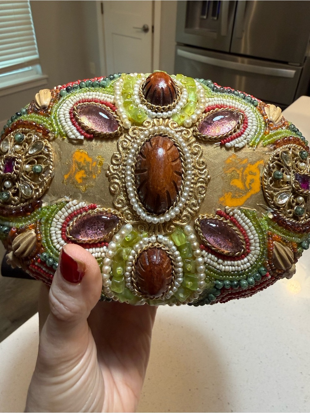 Broken Mary Frances Beaded Jeweled Gold Multicolor Clutch - ALL BEADS included - Picture 2 of 16